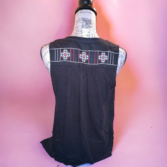 Great Northwest Indigo Embroidered Tribal Tank Top Tunic Blouse - Picture 6 of 8